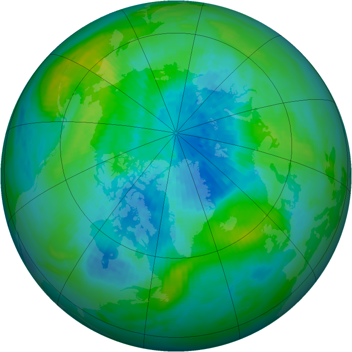 Arctic ozone map for 22 September 1991